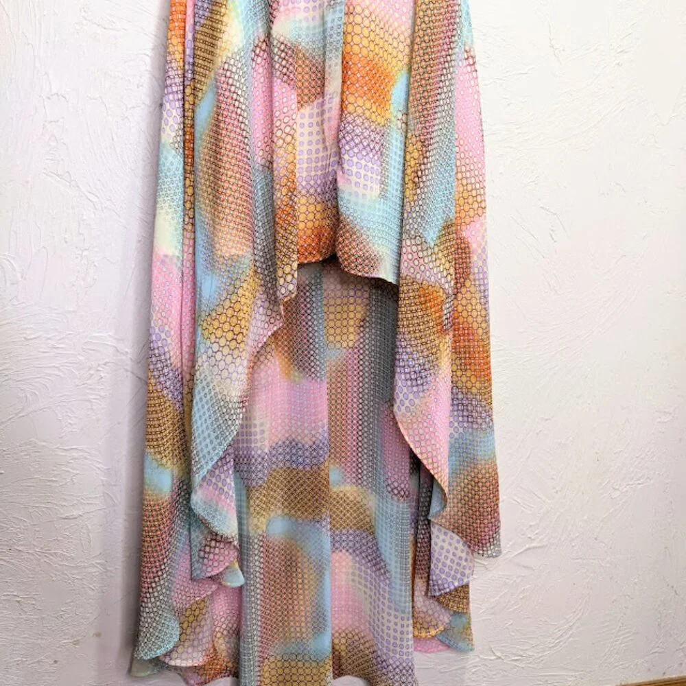 Guess Party Dress Womens 4 Rainbow Pastel Asymmetrical Hi Low Fairy Formal Gown - Picture 2 of 9